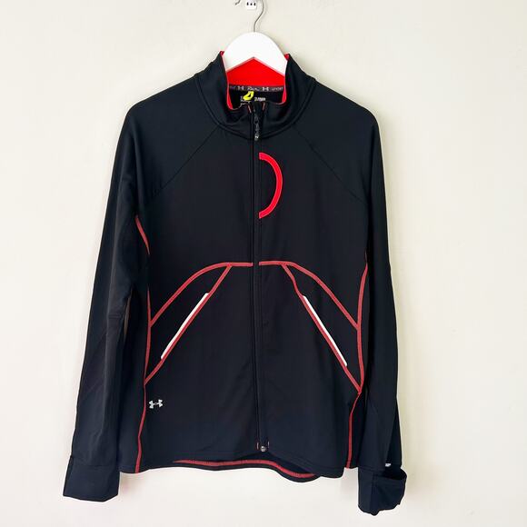 UnderArmour Run Track Jacket Size XL Black Activewear Athletic Full Zip Stretch - Picture 1 of 7